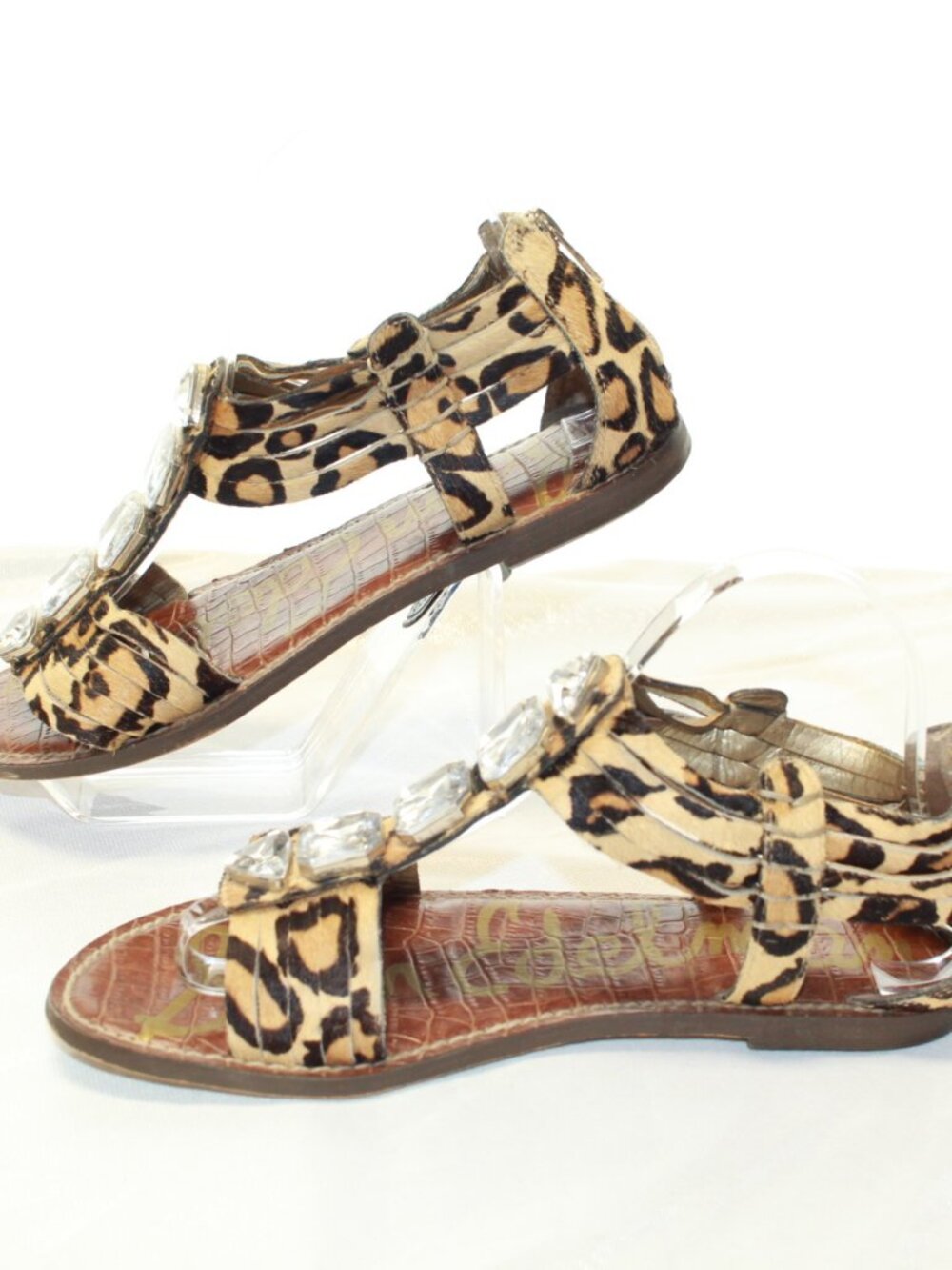 Sam Edelman Size 8.5M Leopard Print Galina Back Zip Gladiator Leather Sandals - Picture 4 of 14